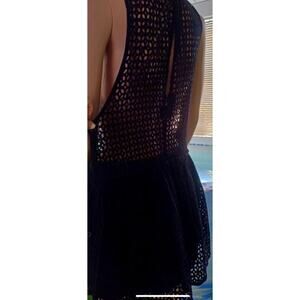 ZARA Black sleeveless Eyelet A-line dress size S. “Traf A Luc”.